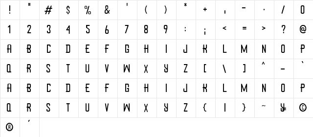 Greisy Regular  glyph index