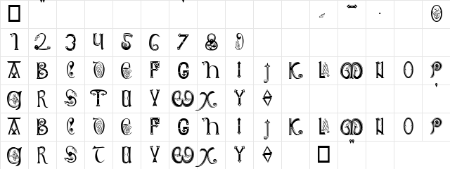 Curves Regular  glyph index