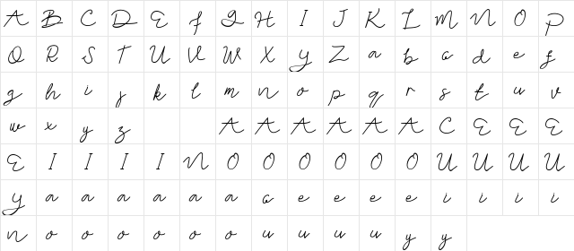 Zakilla DEMO Regular  glyph index