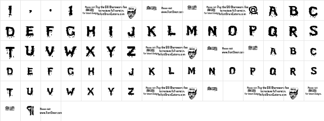 BloodFeastSW Regular  glyph index