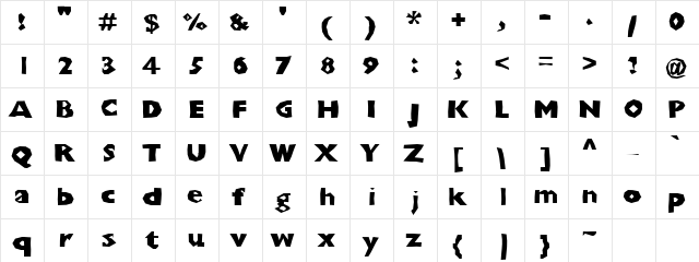 ChunkoBlocko Regular  glyph index