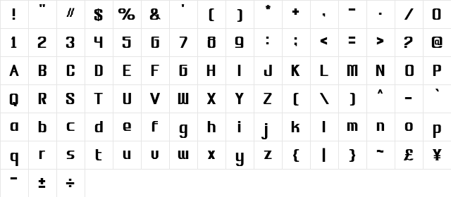 BIOSI Regular  glyph index