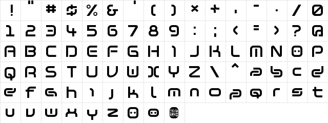 Warzone97 Regular  glyph index
