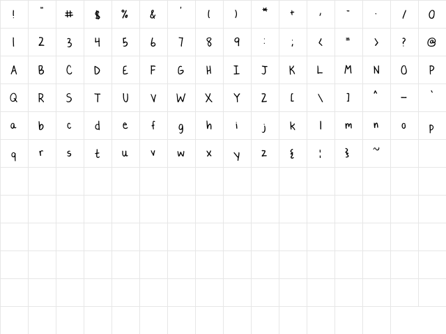 Lauren C. Brown Regular  glyph index