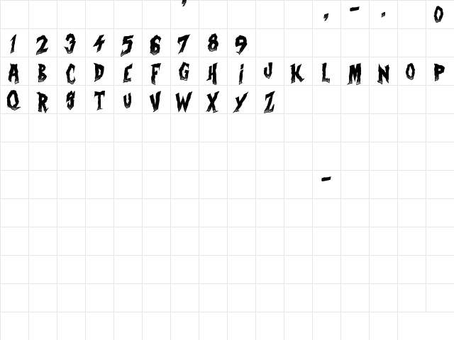 Curse of the Zombie Regular  glyph index