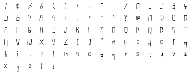 2Peas Betty Robot Regular  glyph index