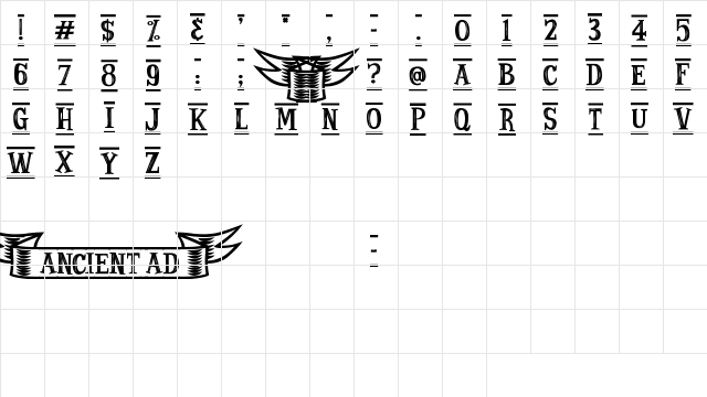 Ancient Ad Regular  glyph index