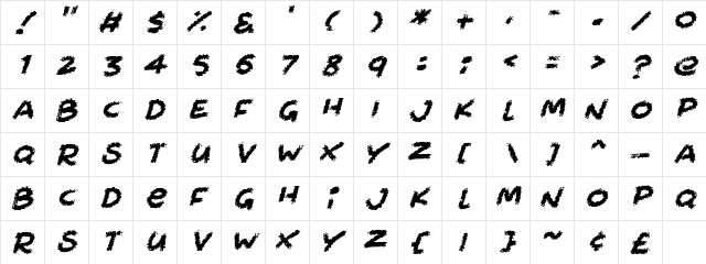 Chalkabout Italic  glyph index