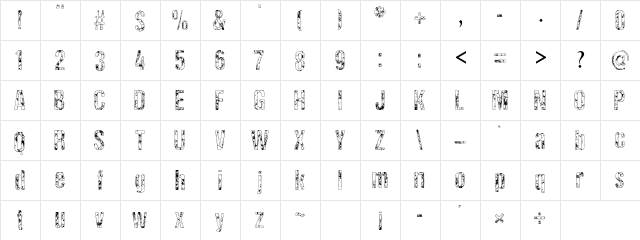 RockBiter Regular  glyph index