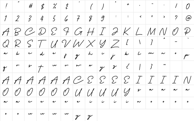 Carstenz Regular  glyph index