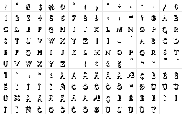 ColumnaSolDSh1 Regular  glyph index