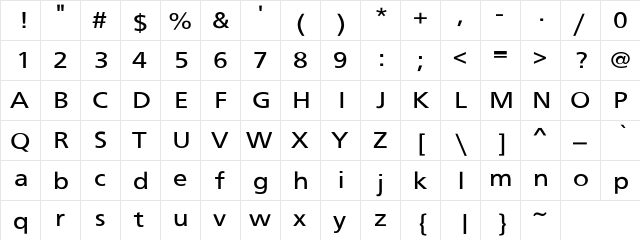 SchranerExt-Nor Regular  glyph index