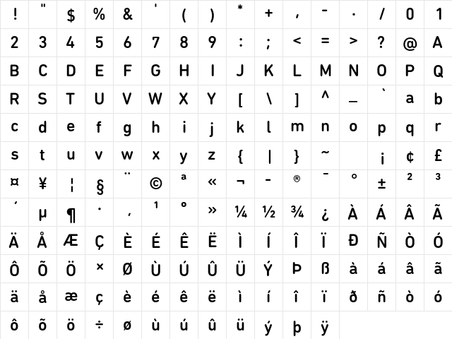 DIN Next Rounded LT Pro Medium  glyph index