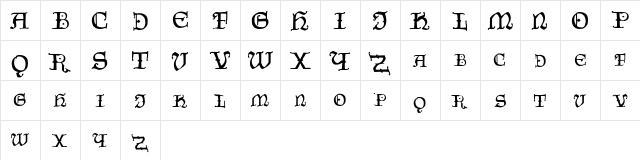 CzechGotika Regular  glyph index
