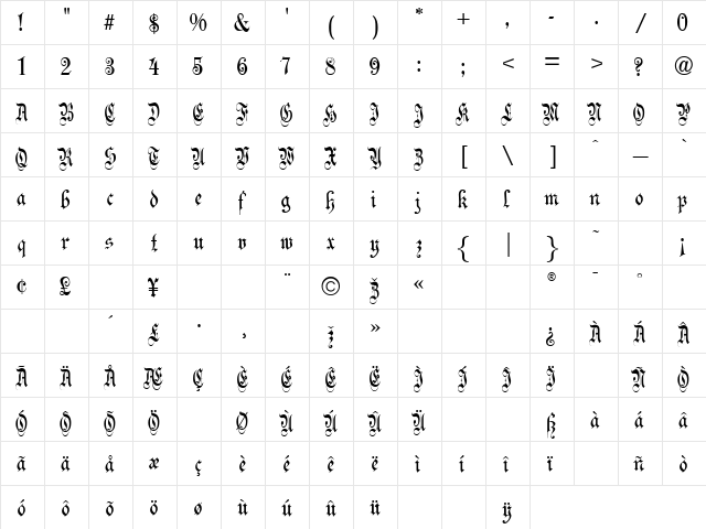Celebration Text Plain Normal  glyph index