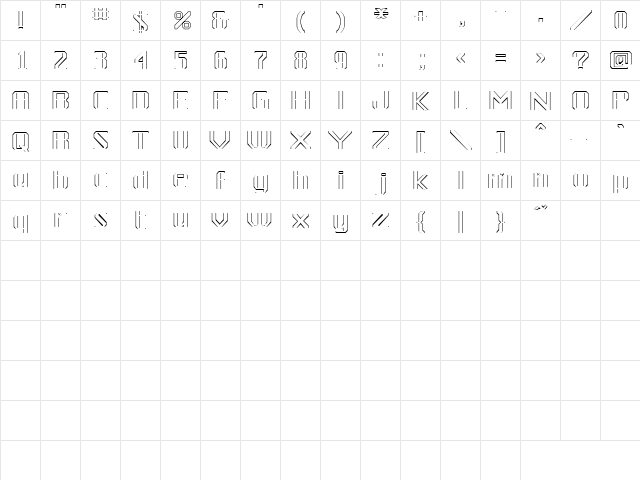 Wither Outline 7 Regular  glyph index