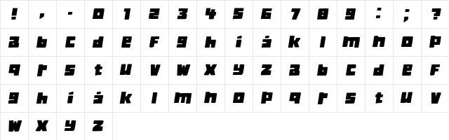 Classica Book Italic  glyph index