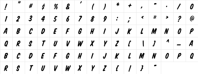 VTCSuperMarketSaleItalic Regular  glyph index