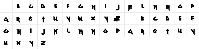 Ron Maiden Regular  glyph index