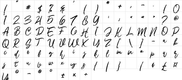 Namira Regular  glyph index