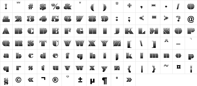 a_BraggaStrip Regular  glyph index