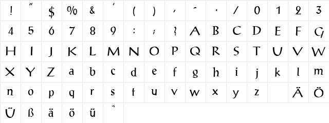 AlexAntiqua Normal  glyph index