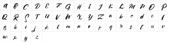 Zigas FREE Regular  glyph index