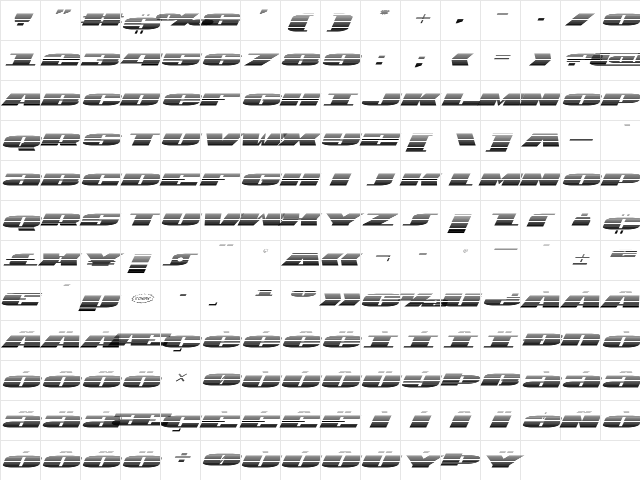 U.S.A. Gradient Italic Italic  glyph index