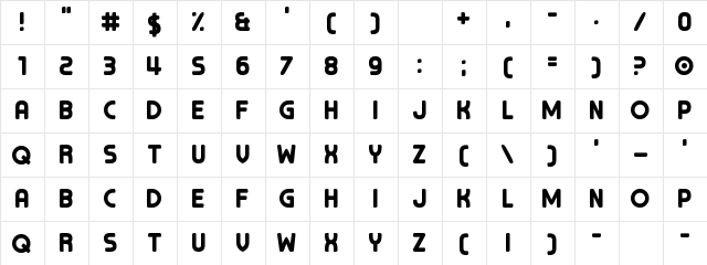 Chocolate Cavalcade Regular  glyph index