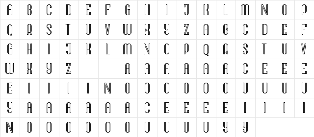 Climbup Demo Inline Regular  glyph index