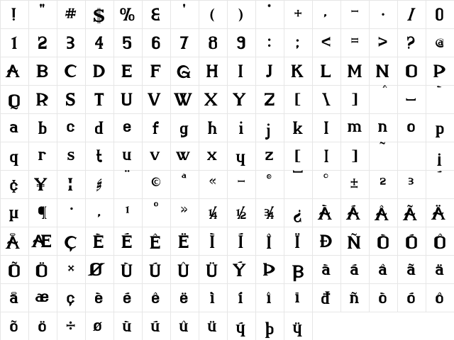 Marielle Franco Regular  glyph index