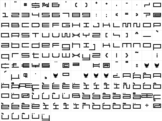 Reversion SemiBold  glyph index