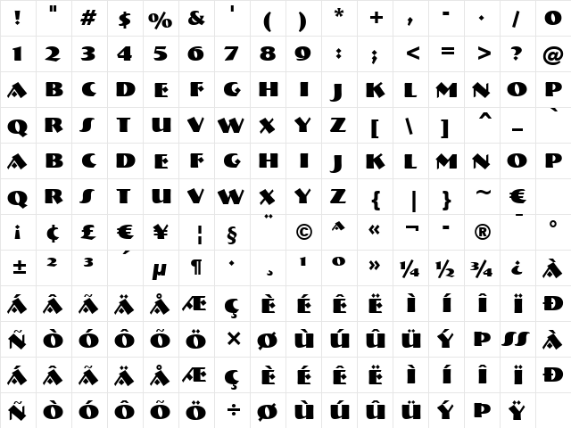 Bremen Blk BT Black  glyph index