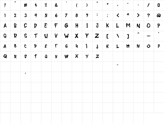 Coffee Enema Regular  glyph index