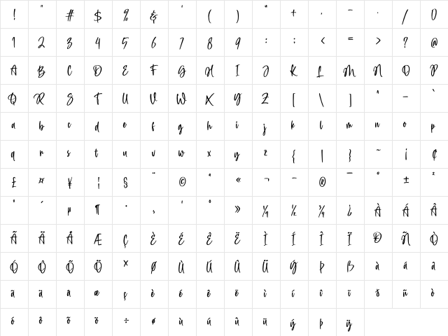 Daisy Girl Regular  glyph index