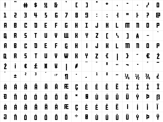 Rockledge Expanded Expanded  glyph index