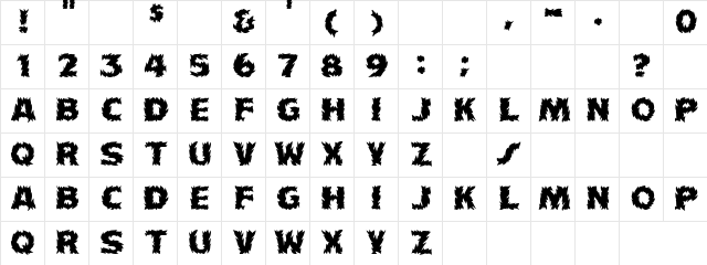 Cattail Regular  glyph index