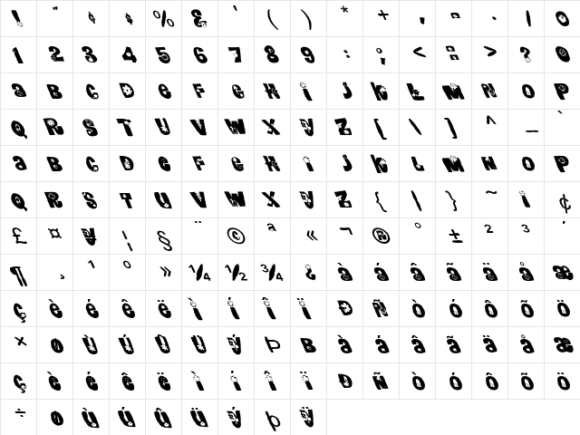 FZ UNIQUE 3 MANGLED LEFTY Normal  glyph index