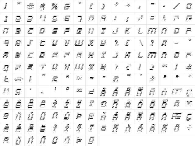 Election Day 3D Italic Italic  glyph index