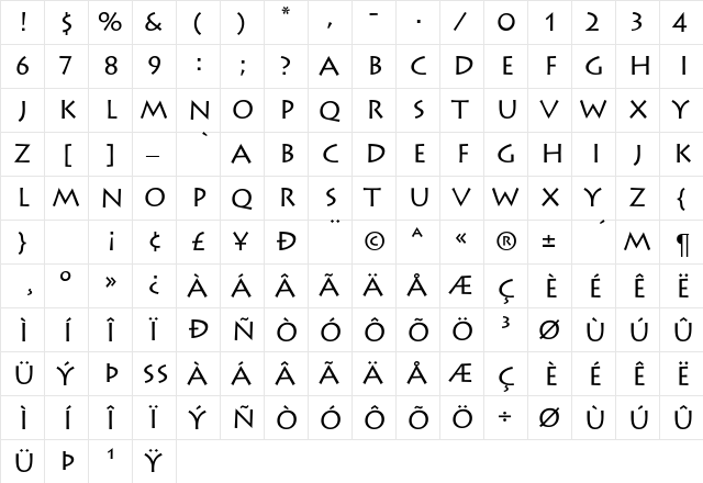 LiteratDB Normal  glyph index