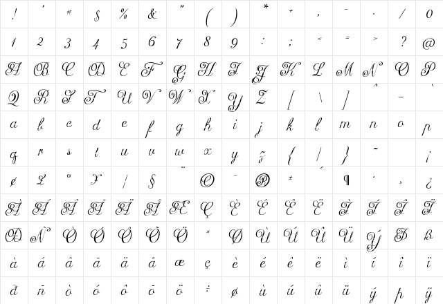 Arellion Regular  glyph index