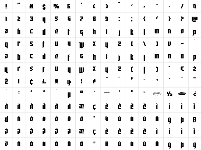 Deathshead Expanded Expanded  glyph index