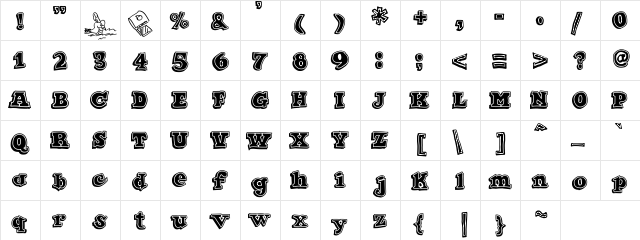 Ode 2 Paste Up Heavy Regular  glyph index