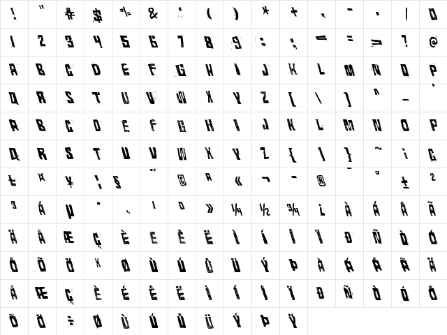 Rhythm Vino Regular  glyph index