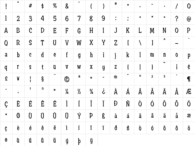EdTTF Brush  glyph index