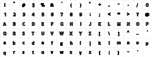 JustDoodlingFifteen Regular  glyph index