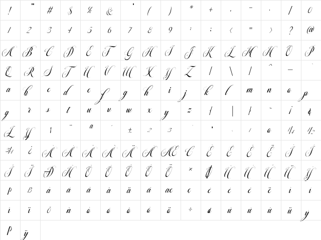 Delayed Love Regular  glyph index