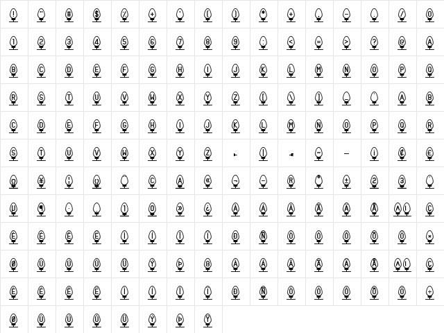 Xmas Fairy Lights Regular  glyph index