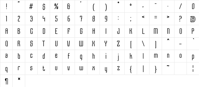 Grage Light Regular  glyph index