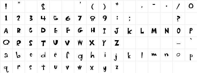 GriegoOnePKA Regular  glyph index